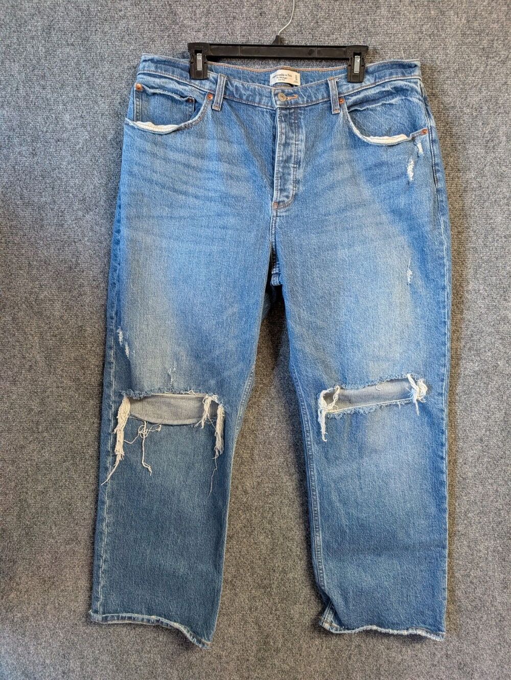Abercrombie Jeans Women 33 16S 90s Baggy Low Rise Curve Love Distressed - Picture 2 of 15